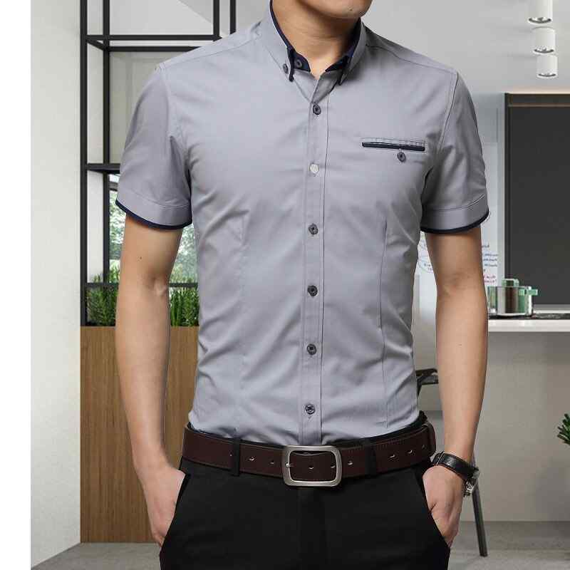 Honey GD Mens Solid Basic Style Short Sleeve Button Down Shirt